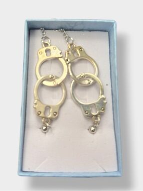 Handcuff Dangle Wrap Earrings - Silver Stainless Steel Women’s Jewelry
